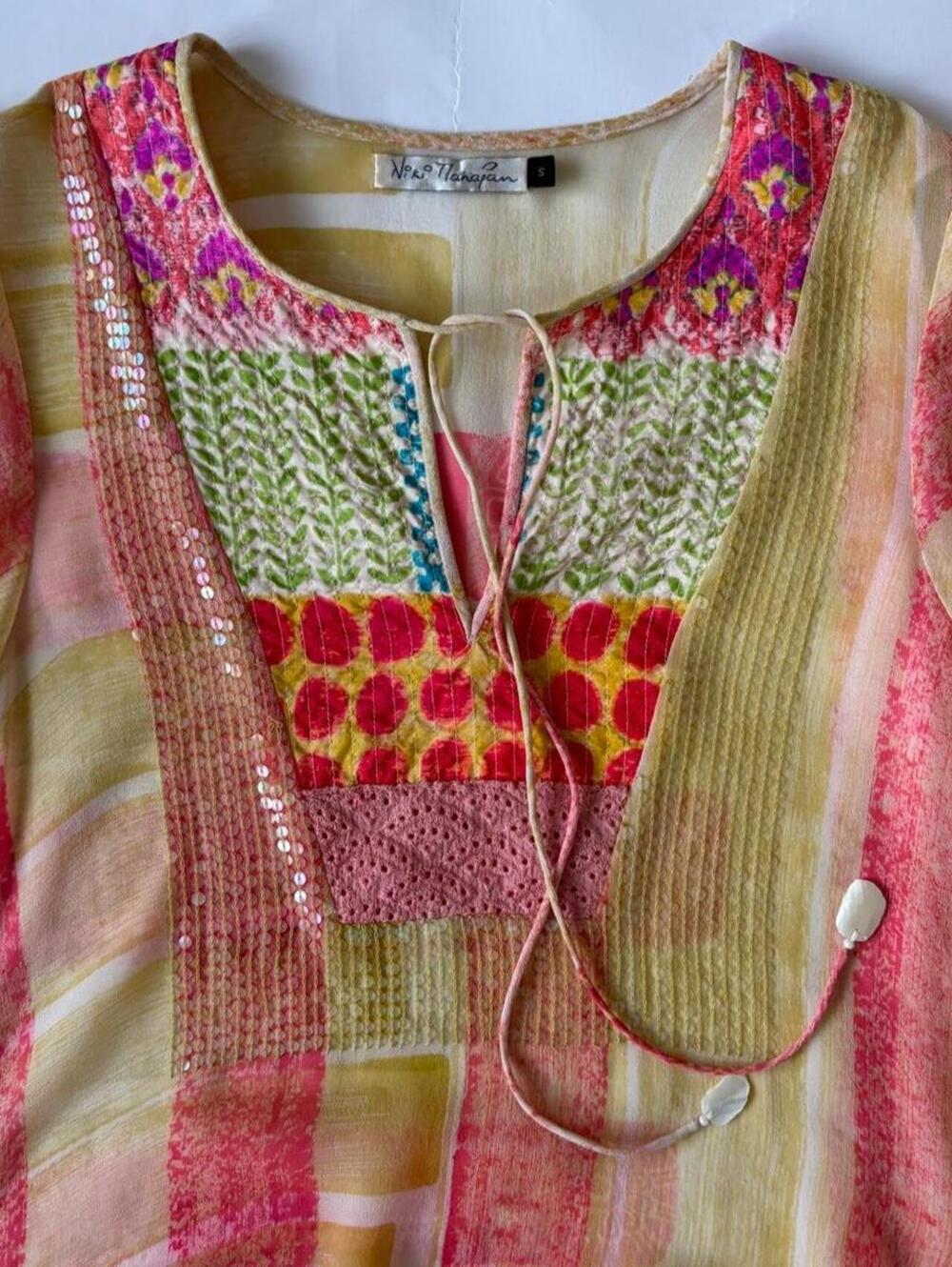 ANTHROPOLOGIE NIKI TLANAPAN EMBROIDERED SEQUIN BOHO TUNIC SMALL - Picture 5 of 8